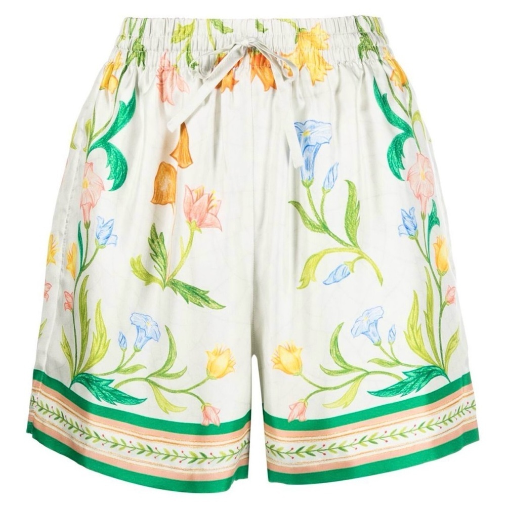 NWT Casablanca Paris Silk Women’s Shorts in L'Arche Fleurie Floral Whimsical NEW